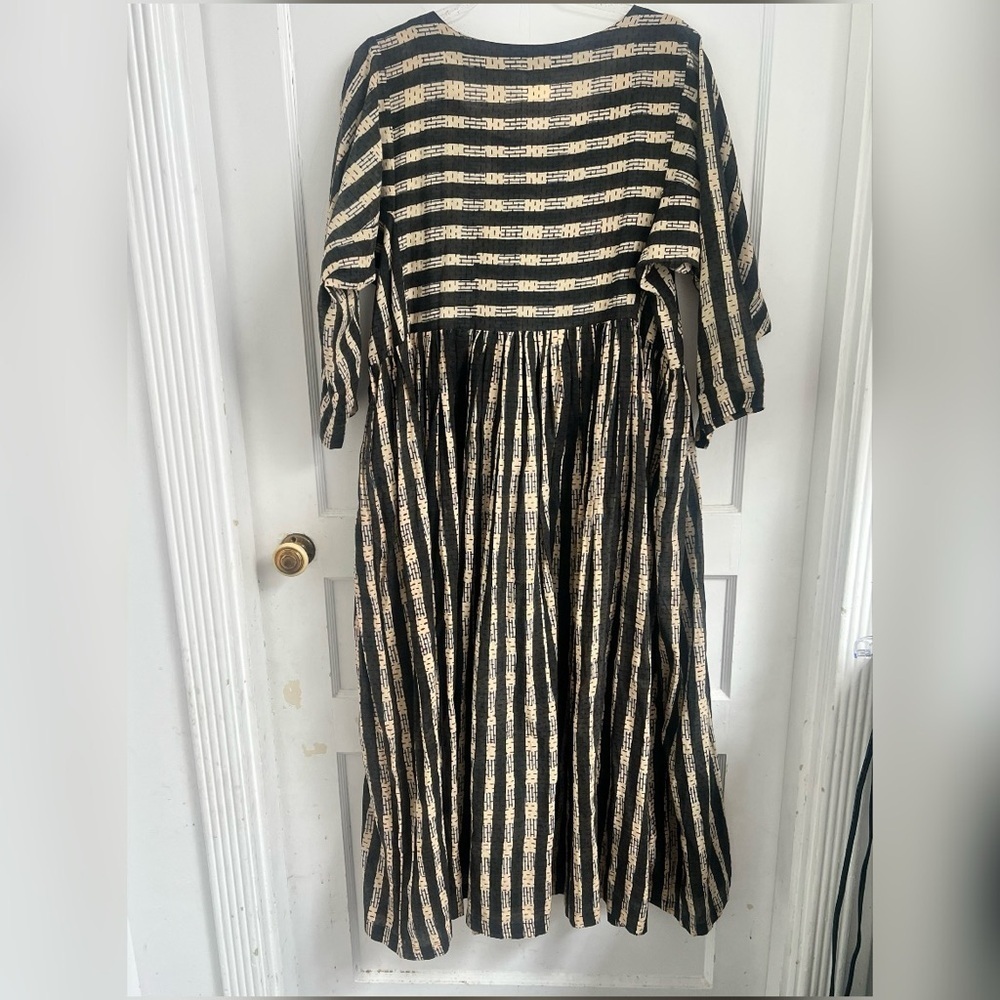 Dori Block Print Geometry Dress NEW Made in India Size M/L - Picture 3 of 3